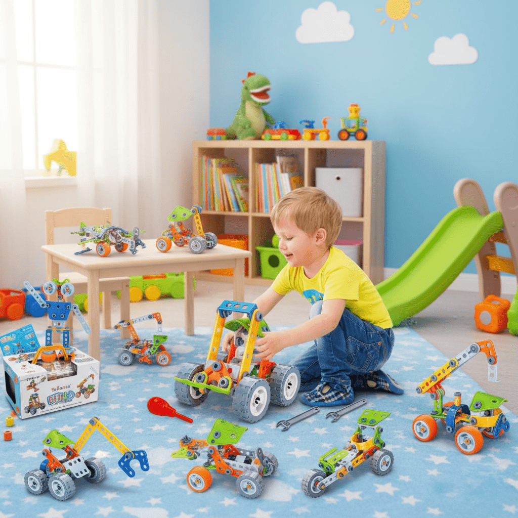 Kreativ Konstruktion Bausatz – Konstruktionsspielzeug für Fantasie, Motorik & Logisches Denken