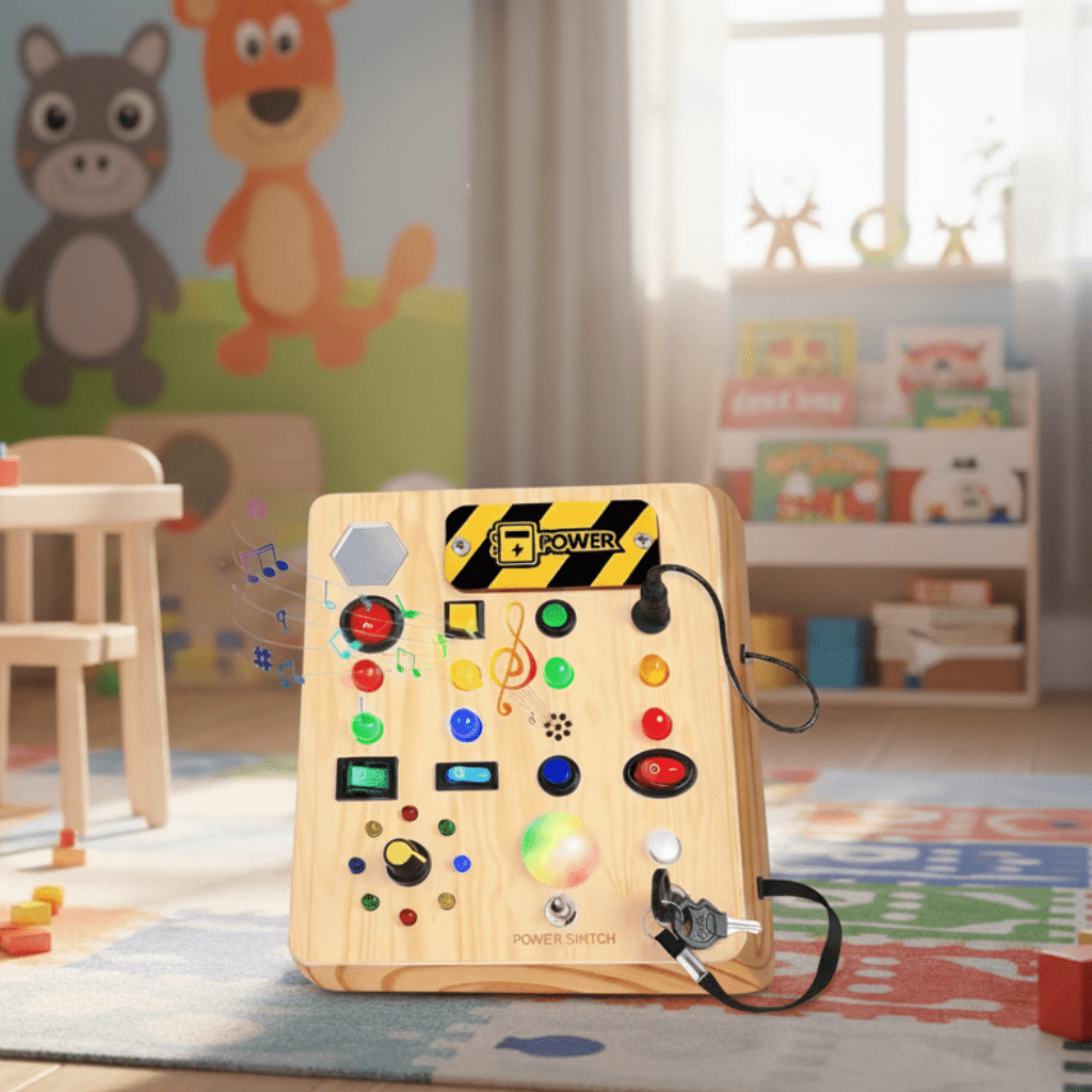 SpaßTon Montessori Beschäftigungsbrett – Musik und Lichter Spielbrett für Kleinkinder