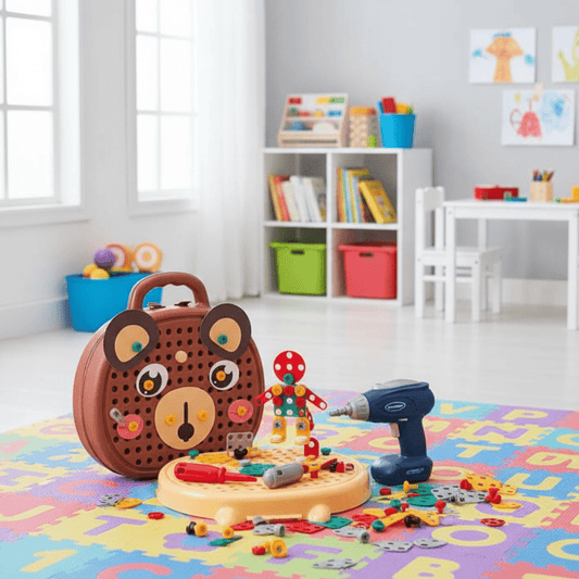Klein Erbauer Werkzeug Set – 203-teiliges Konstruktionsspielzeug Mit Klein-Bohrmaschine