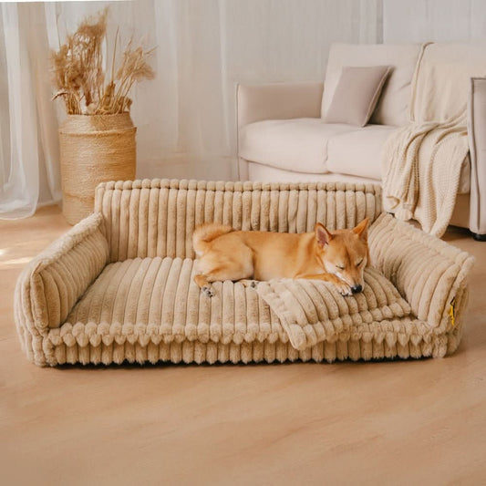 Schlaf Traum Orthopädisches Hund Bett – Gelenkschonendes Hundekissen Mit Kopfstütze & Flauschbezug