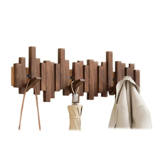 PIANOHANG Wand Regal – Wandgarderobe Aus Massivholz Mit Klappbaren Haken Im Klavierdesign