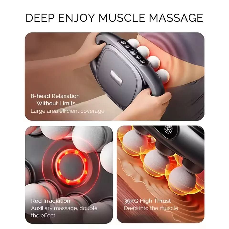 PowerRelief 8 – Faszienmassagepistole mit 8 Köpfen & 30 Intensitätsstufen