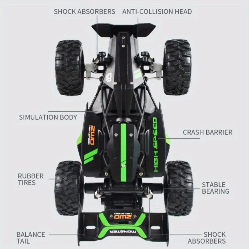 RACERUSH – Elektrisches 1:18 Offroad-RC-Auto mit robusten Gummireifen 4