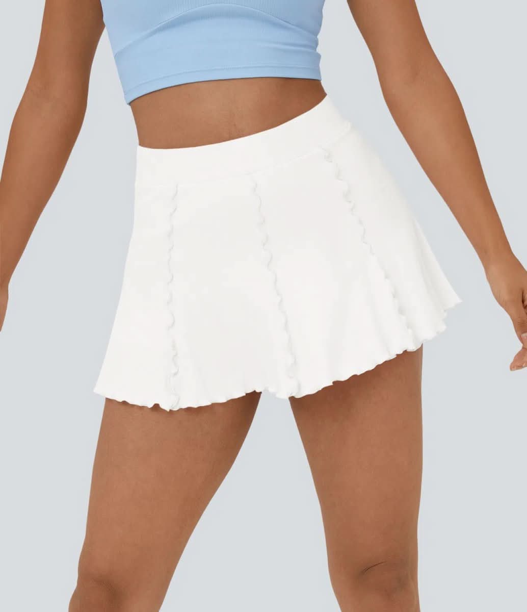 Gerippterstrick Tennis Rock – Femininer 2-In-1 Rock Mit Volant-Saum