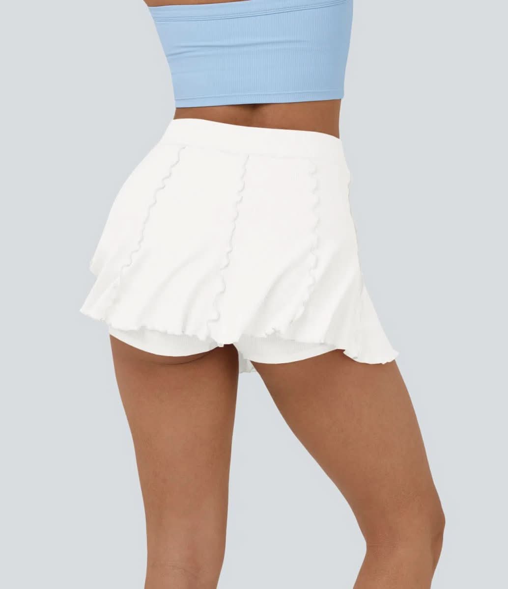Gerippterstrick Tennis Rock – Femininer 2-In-1 Rock Mit Volant-Saum
