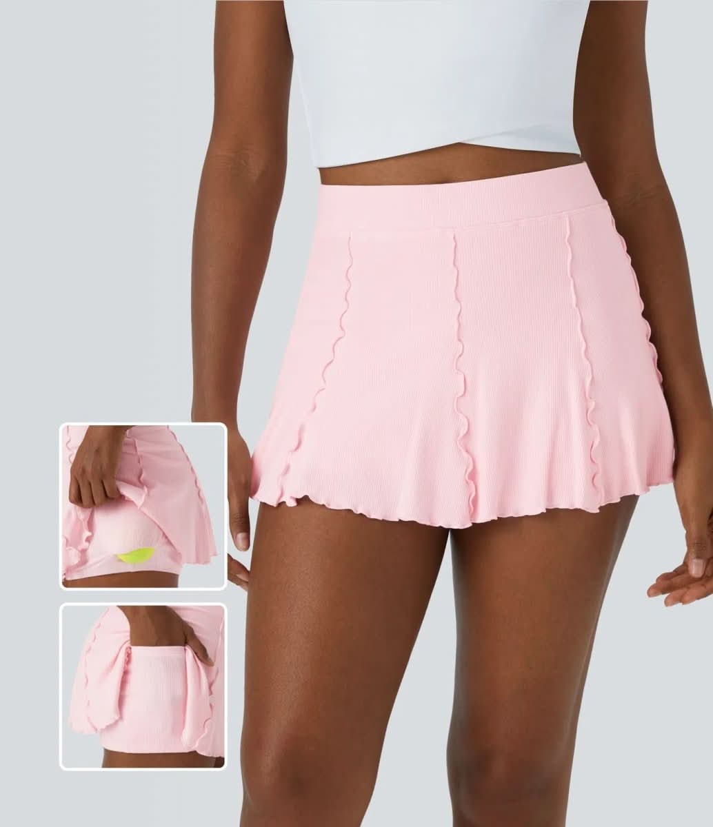 Gerippterstrick Tennis Rock – Femininer 2-In-1 Rock Mit Volant-Saum