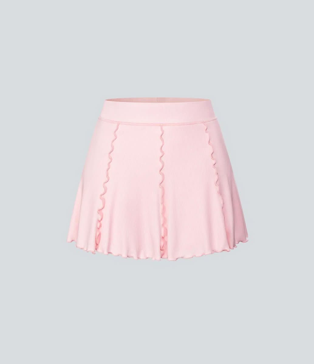 Gerippterstrick Tennis Rock – Femininer 2-In-1 Rock Mit Volant-Saum