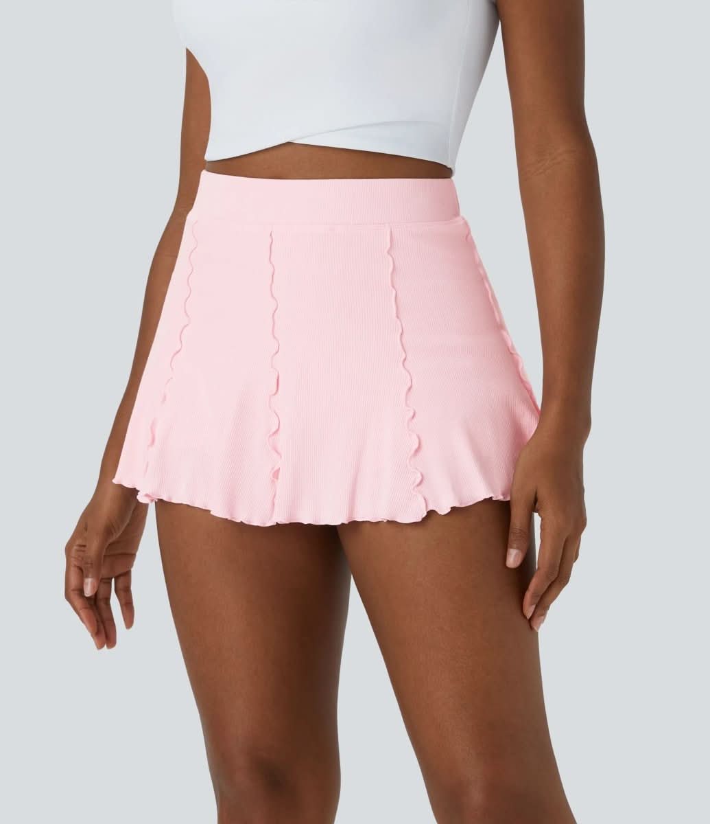 Gerippterstrick Tennis Rock – Femininer 2-In-1 Rock Mit Volant-Saum