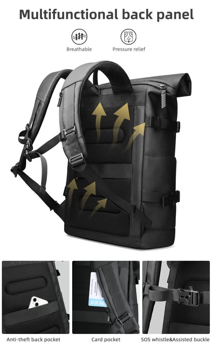 ROLLTRAIL Rucksack – Erweiterbarer Freiluft-Rucksack Mit Laptopfach, Rolltop & Diebstahlschutz
