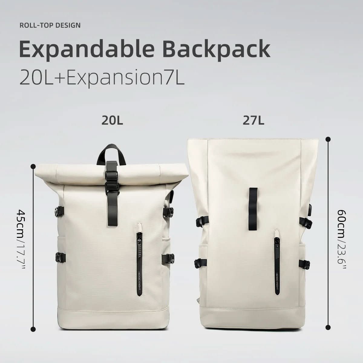 ROLLTRAIL Rucksack – Erweiterbarer Rolltop-Rucksack Mit USB, Laptopfach & Anti-Schock-System