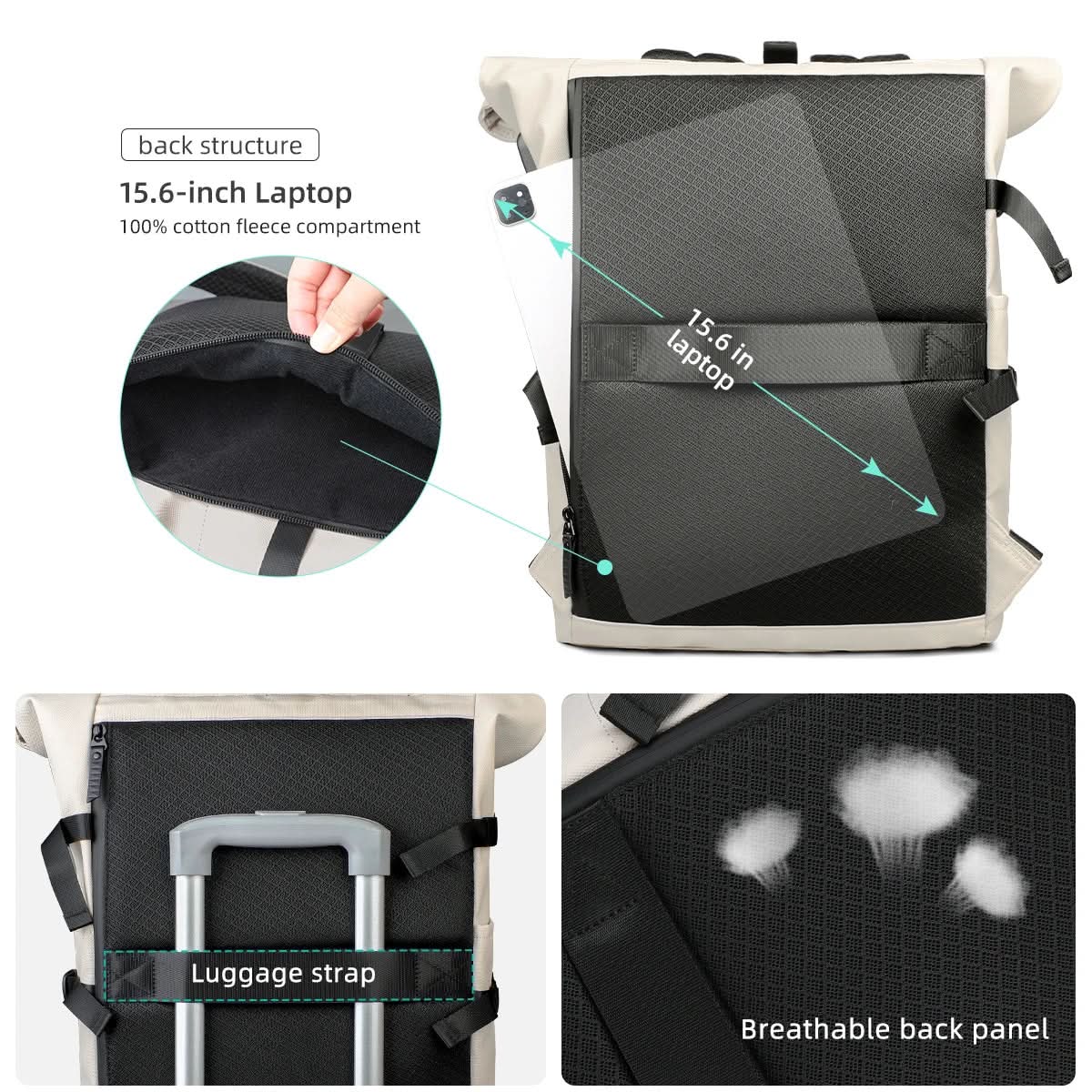 ROLLTRAIL Rucksack – Erweiterbarer Rolltop-Rucksack Mit USB, Laptopfach & Anti-Schock-System