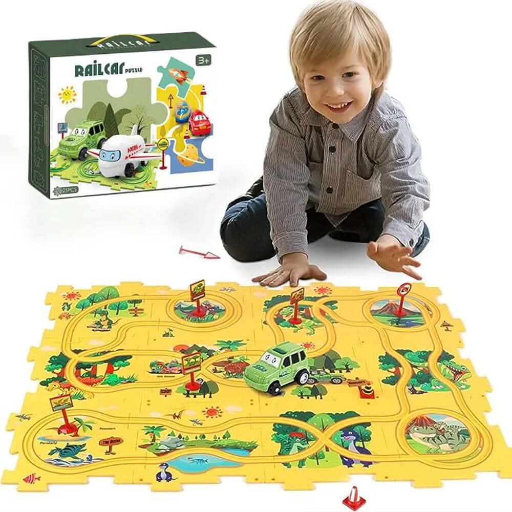 AutoPuzzle – Kreatives Rennstrecken-Puzzle mit Spielauto für Kinder