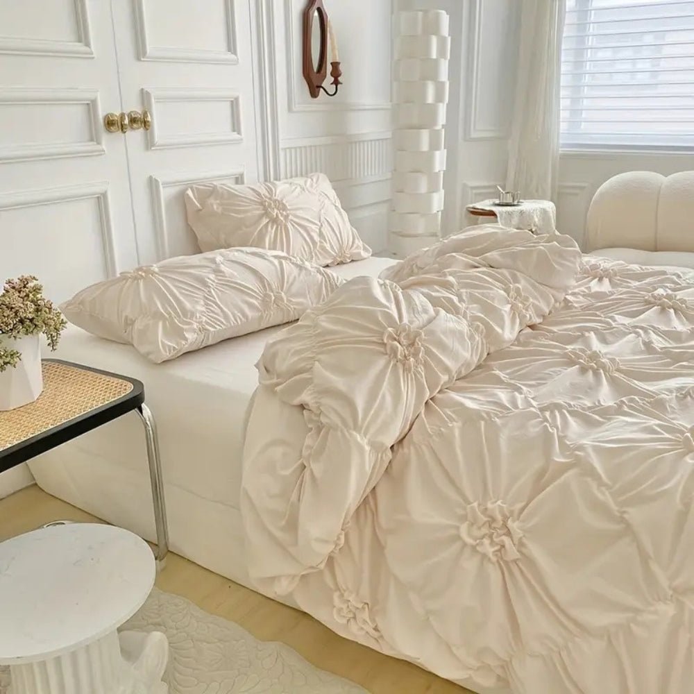 RuffleBloom – Elegantes Bettbezug-Set mit Rüschen und Blumenmuster 4