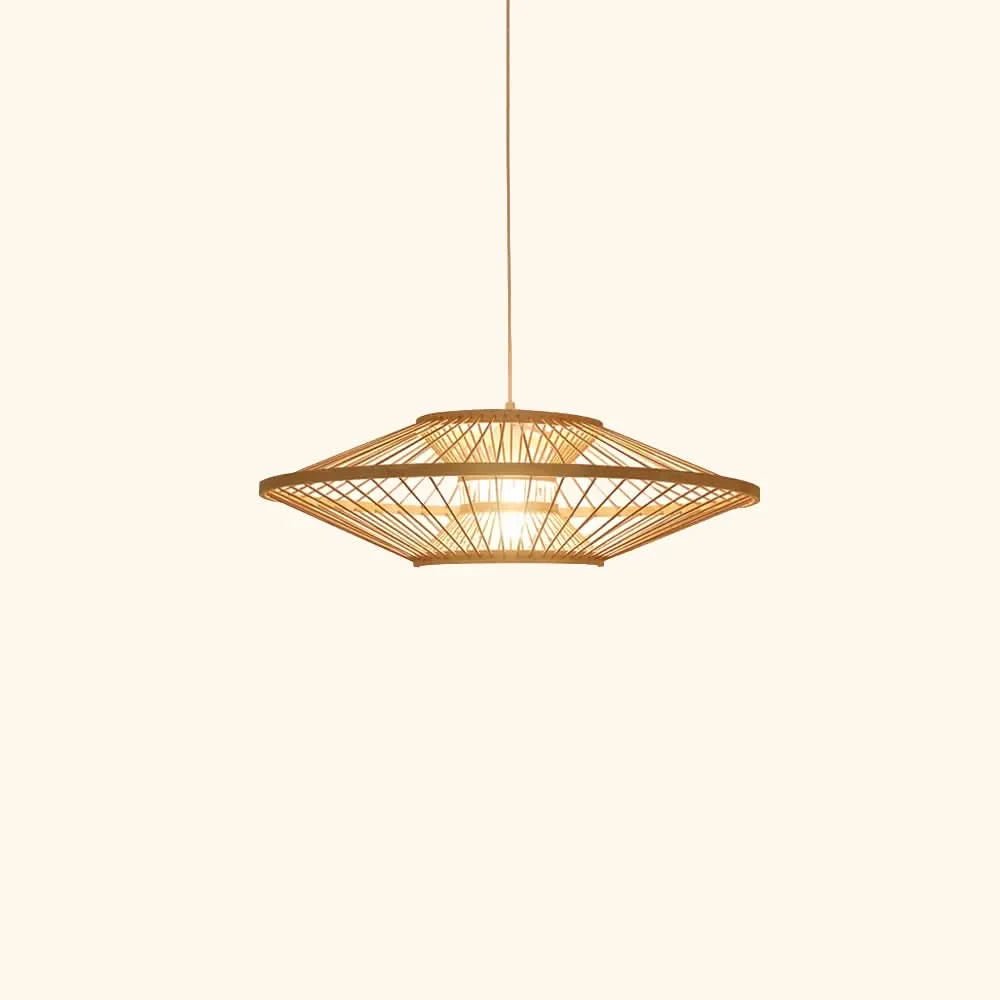SERELIA Moderne Geometrische Bambus Pendelleuchte Umweltfreundliche Beleuchtung Küche Esszimmer