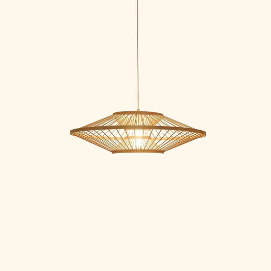 SERELIA Moderne Geometrische Bambus Pendelleuchte Umweltfreundliche Beleuchtung Küche Esszimmer