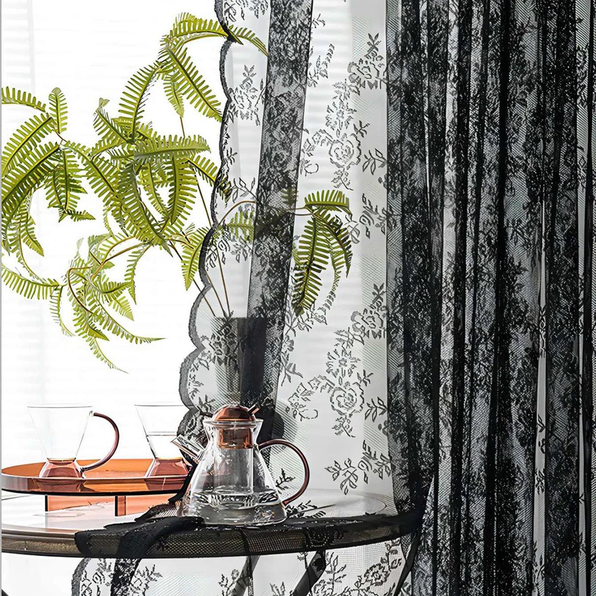 FLORALIA – Romantische Blumen Spitzen Fenster Gardine