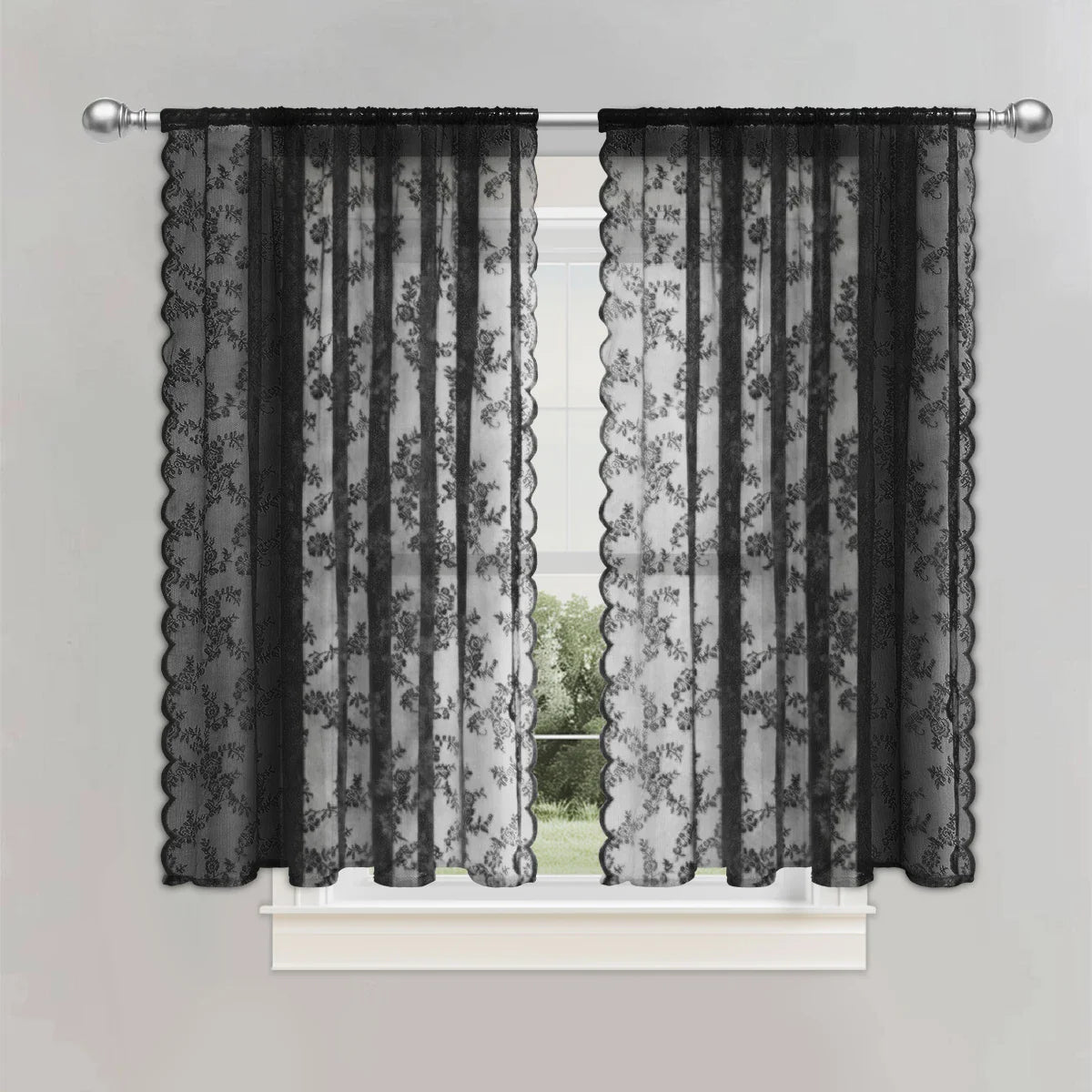 FLORALIA – Romantische Blumen Spitzen Fenster Gardine
