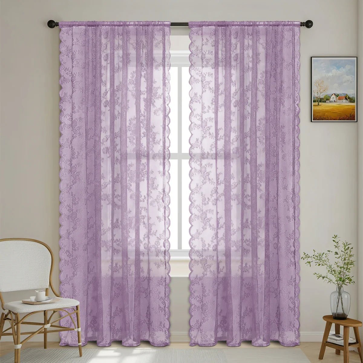 FLORALIA – Romantische Blumen Spitzen Fenster Gardine