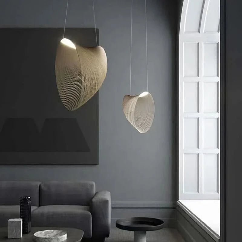 CLARISE Elegante Pendelleuchte Mit Holzring Für Moderne Innenräume