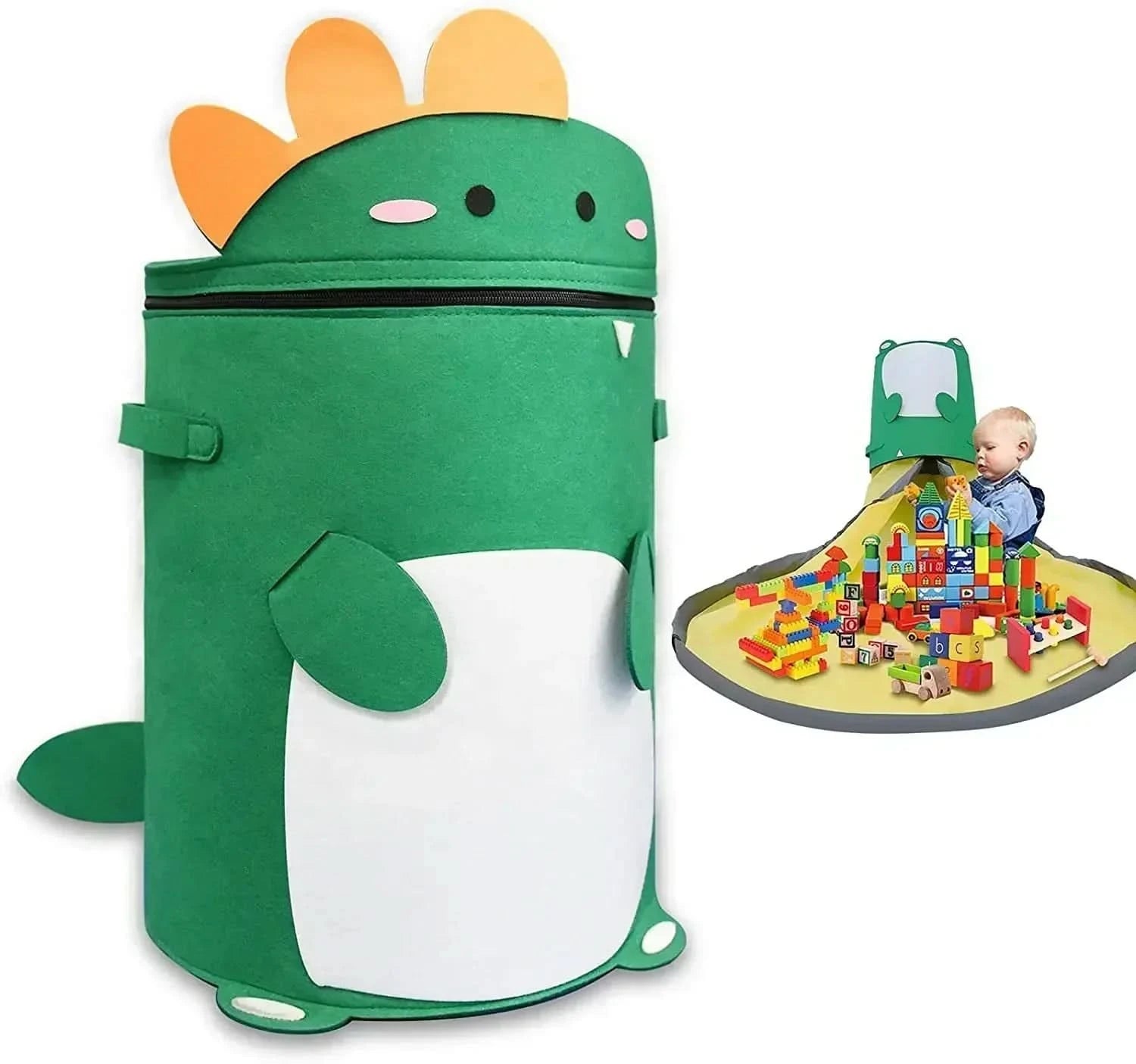 Filz Spielzeug Aufbewahrung Beutel – Faltbare Spielzeugtasche aus Filz mit Tiermotiv für Kinderzimmer & Spielmatten
