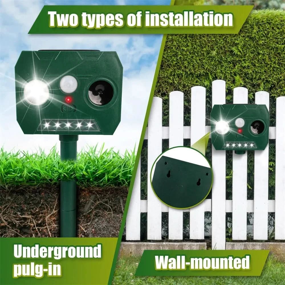 Ultraguard Tiervertreiber – Ultraschall Tiervertreiber mit LED-Licht – Wetterfest und Batteriebetrieben