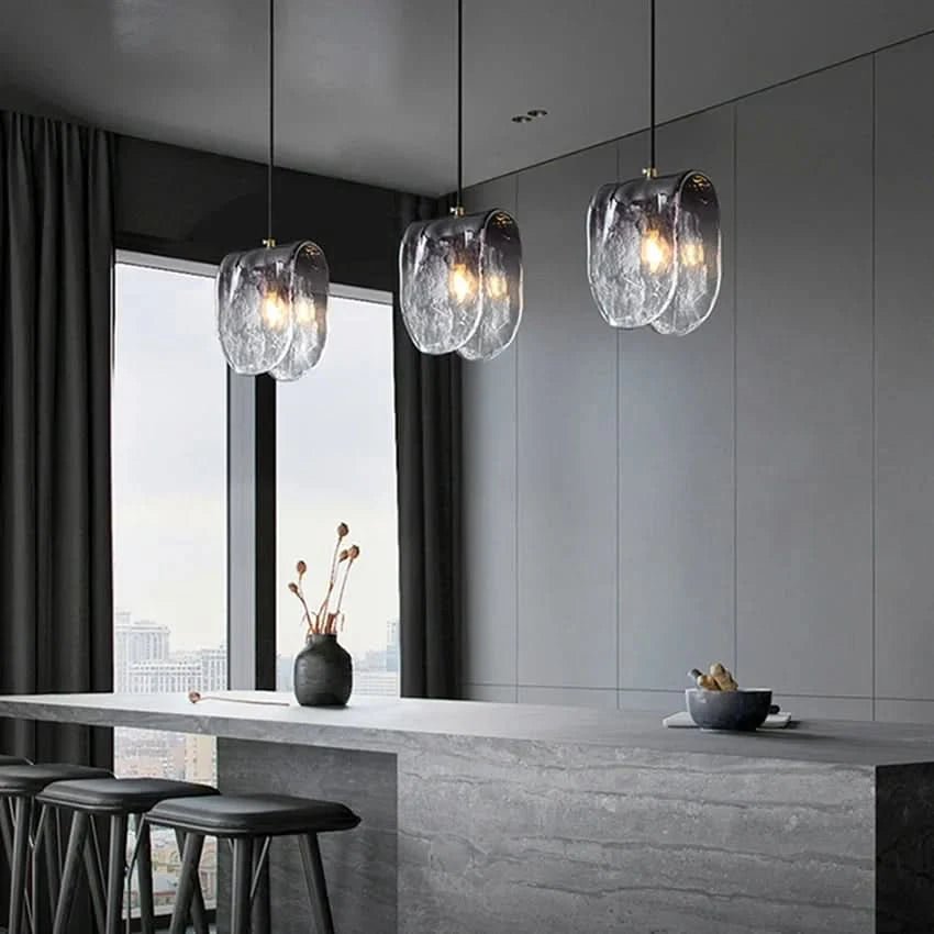 Diana Mattglas Pendelleuchte Grau Gefaltet Design Für Schlafzimmer Küche Café