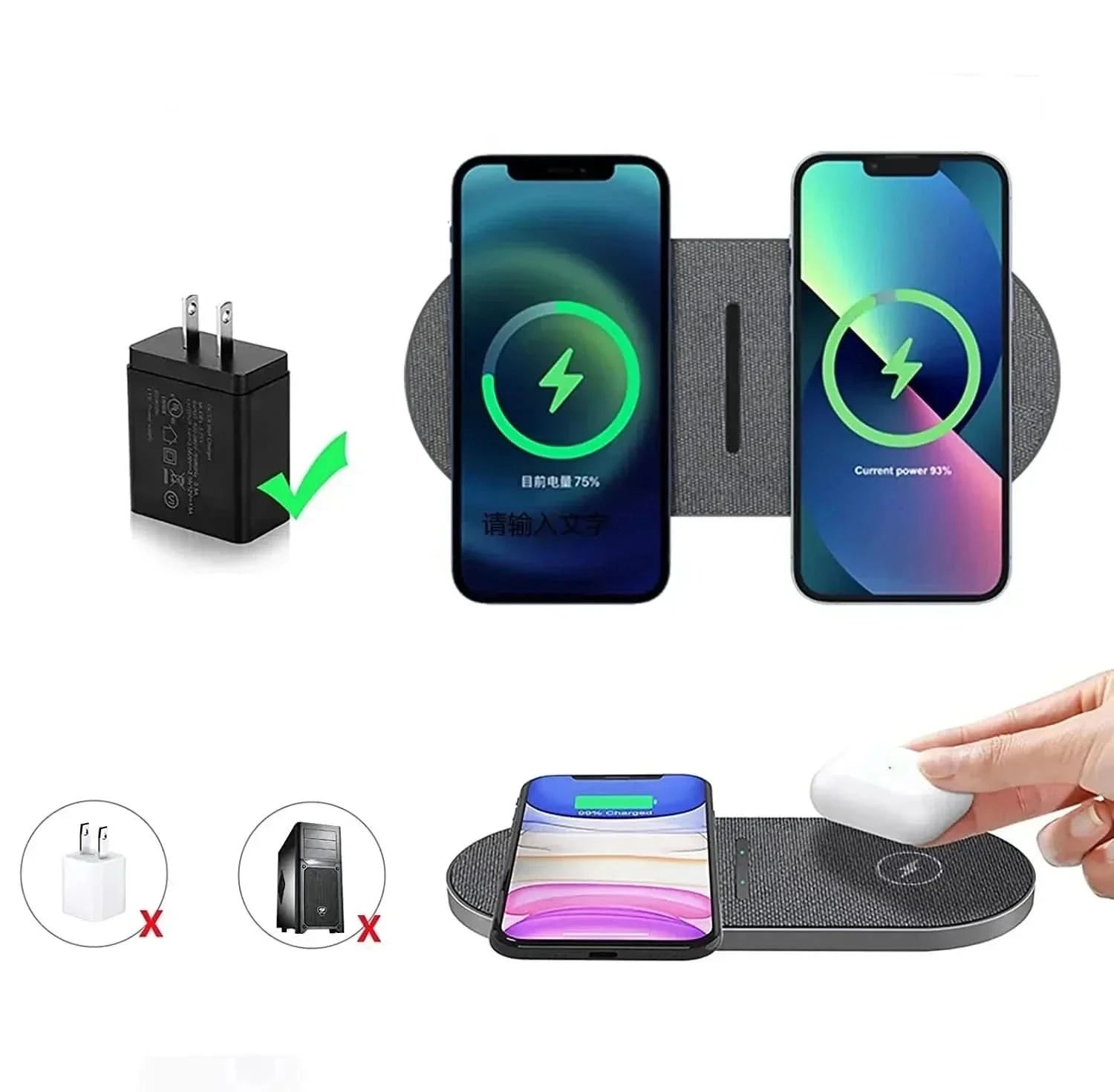 40W Kabellose Schnellladestation – Kabellose Schnellladestation Für iPhone, AirPods & Samsung