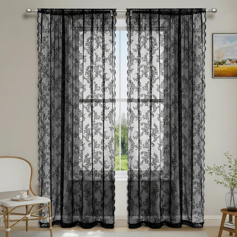 FLORALIA – Romantische Blumen Spitzen Fenster Gardine