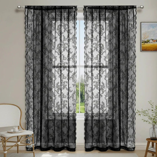 FLORALIA – Romantische Blumen Spitzen Fenster Gardine