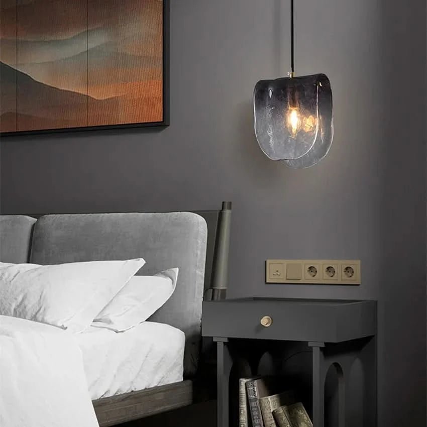 Diana Mattglas Pendelleuchte Grau Gefaltet Design Für Schlafzimmer Küche Café
