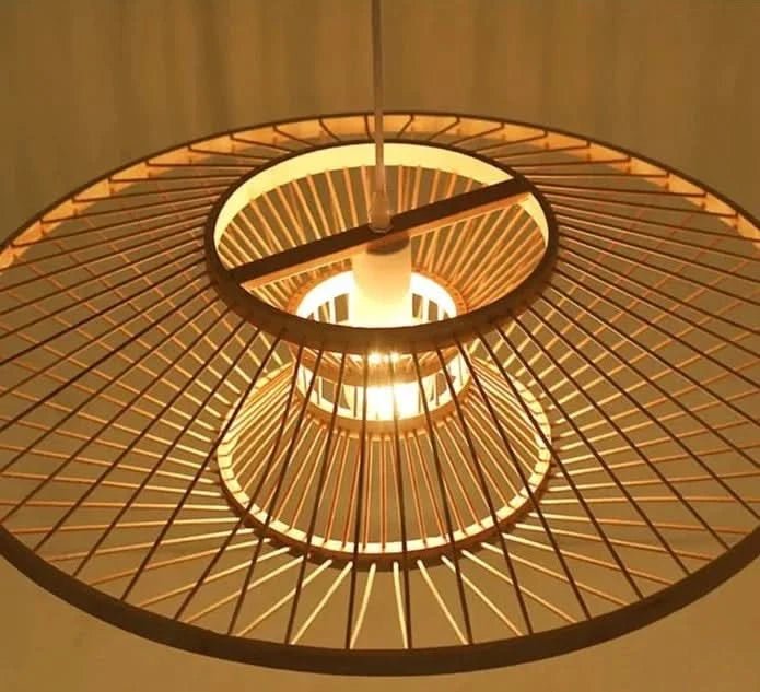 SERELIA Moderne Geometrische Bambus Pendelleuchte Umweltfreundliche Beleuchtung Küche Esszimmer