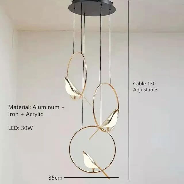 VIVIENNE Himmlischer Vogel-Kronleuchter Deckenleuchte Mit Dimmbarem Licht