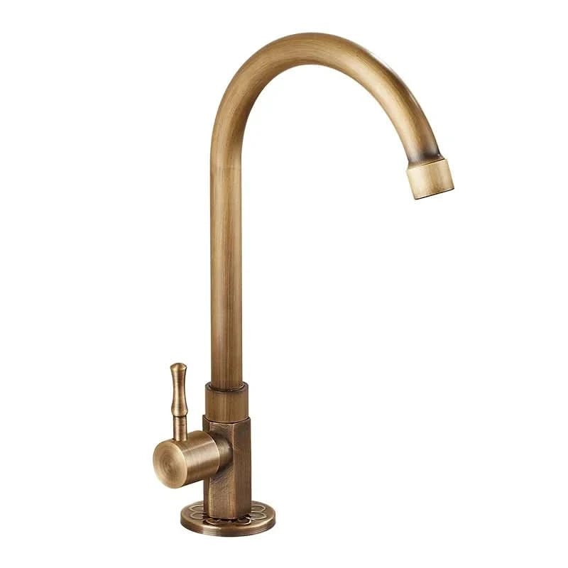 Messing Fluss – Antiker Einhand-Schwanhals-Wasserhahn Für Die Küche