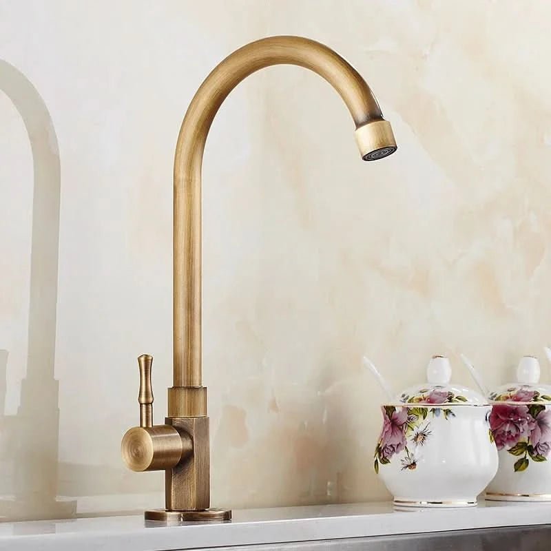 Messing Fluss – Antiker Einhand-Schwanhals-Wasserhahn Für Die Küche