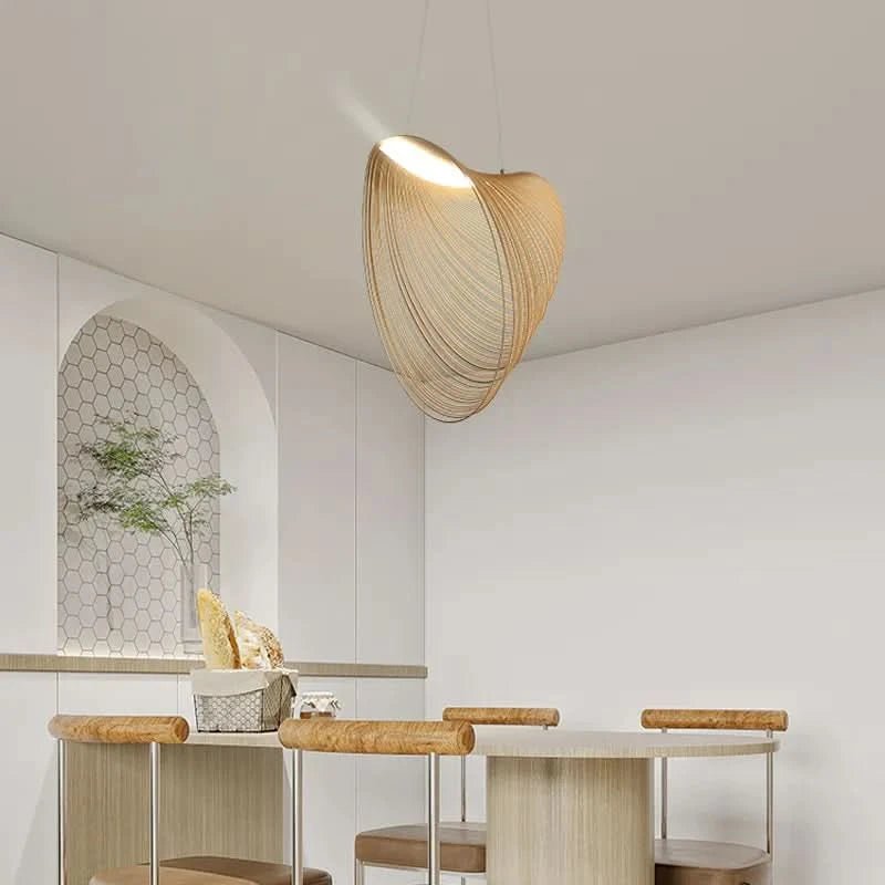 CLARISE Elegante Pendelleuchte Mit Holzring Für Moderne Innenräume