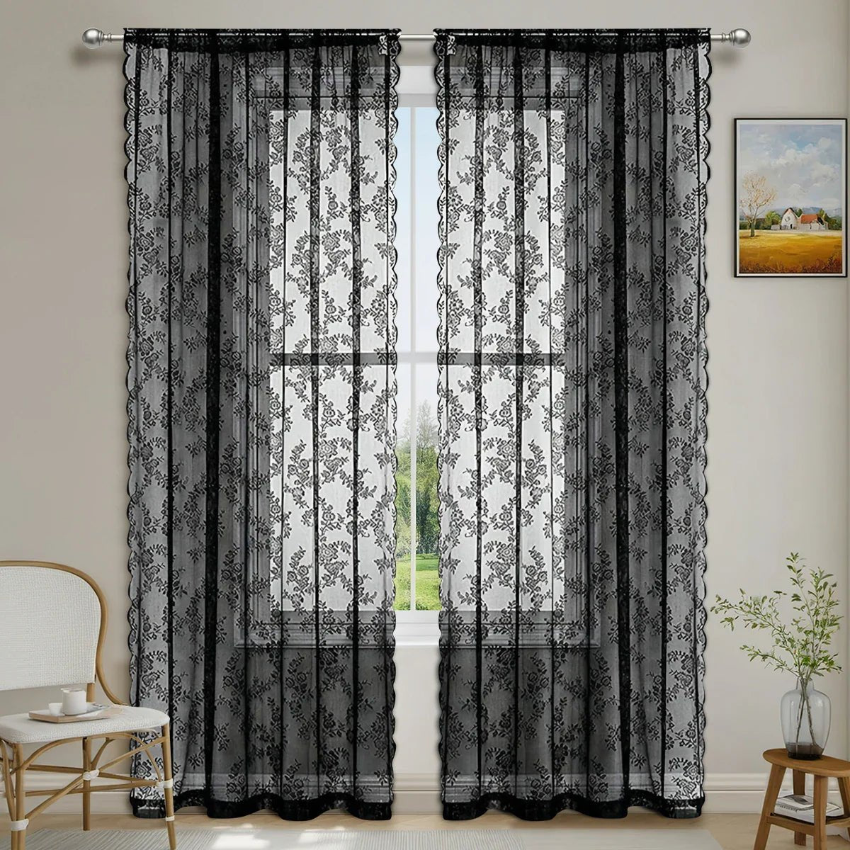 FLORALIA – Romantische Blumen Spitzen Fenster Gardine