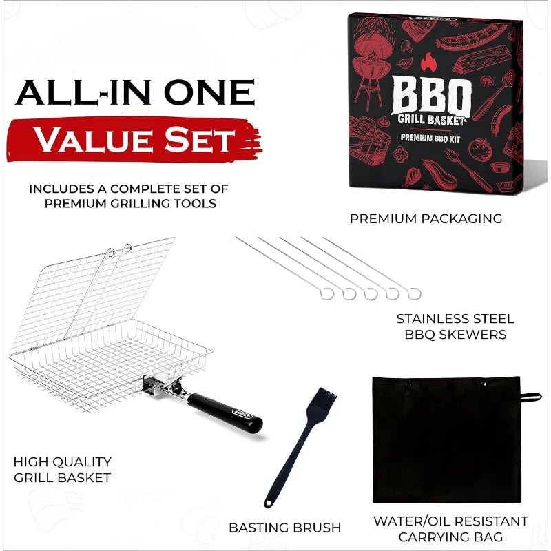 FLAMEFOLD – Faltbarer Edelstahl Grillkorb für Barbecue