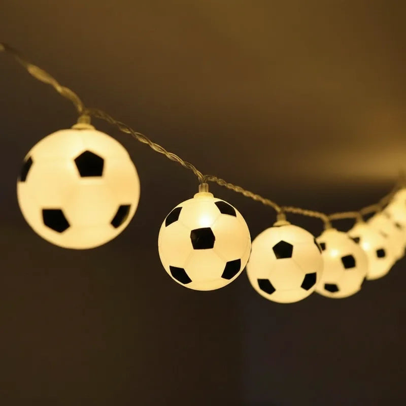 10/20LED Soccer Ball String Lights Battery Operated Football Fairy Lamp for Bedroom Wedding Party Worldcup Decor