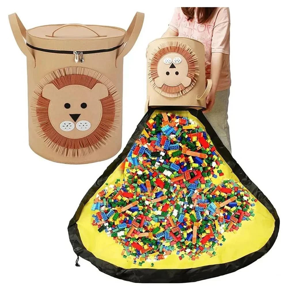 Filz Spielzeug Aufbewahrung Beutel – Faltbare Spielzeugtasche aus Filz mit Tiermotiv für Kinderzimmer & Spielmatten