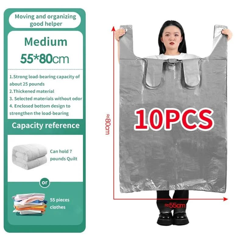 HDPE Aufbewahrung Taschen – Aufbewahrungstaschen mit großer Kapazität für Kleidung, Spielzeug & Bettwäsche – 10er-Satz