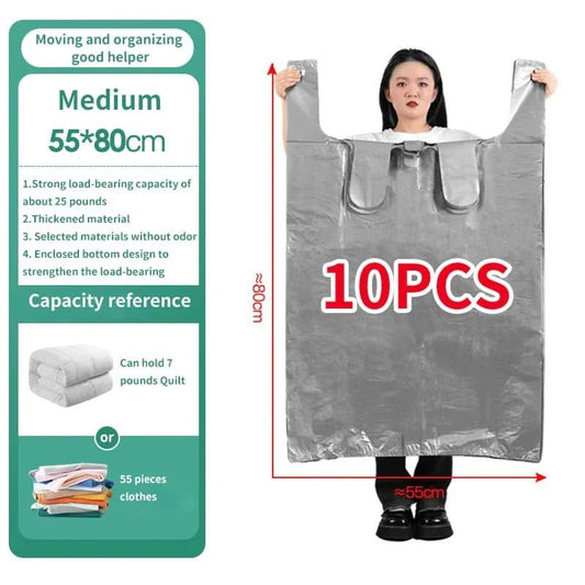 HDPE Aufbewahrung Taschen – Aufbewahrungstaschen mit großer Kapazität für Kleidung, Spielzeug & Bettwäsche – 10er-Satz