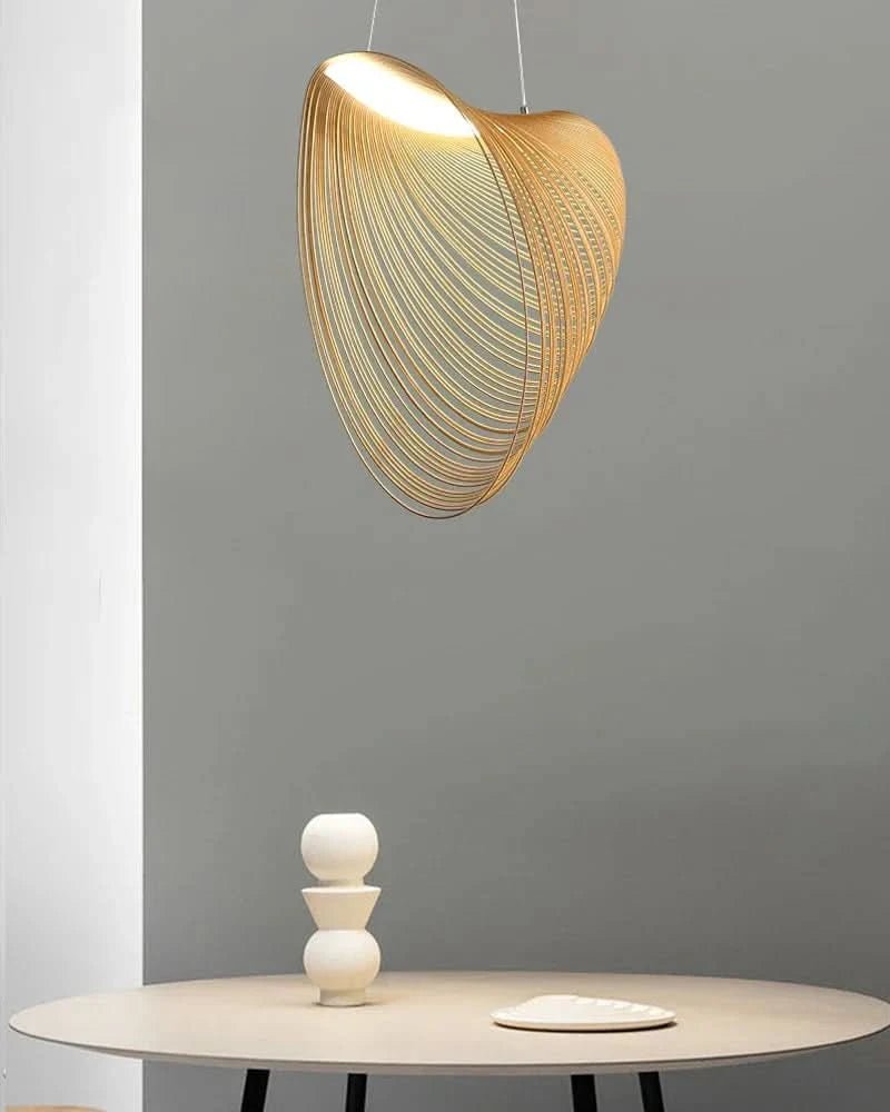 CLARISE Elegante Pendelleuchte Mit Holzring Für Moderne Innenräume
