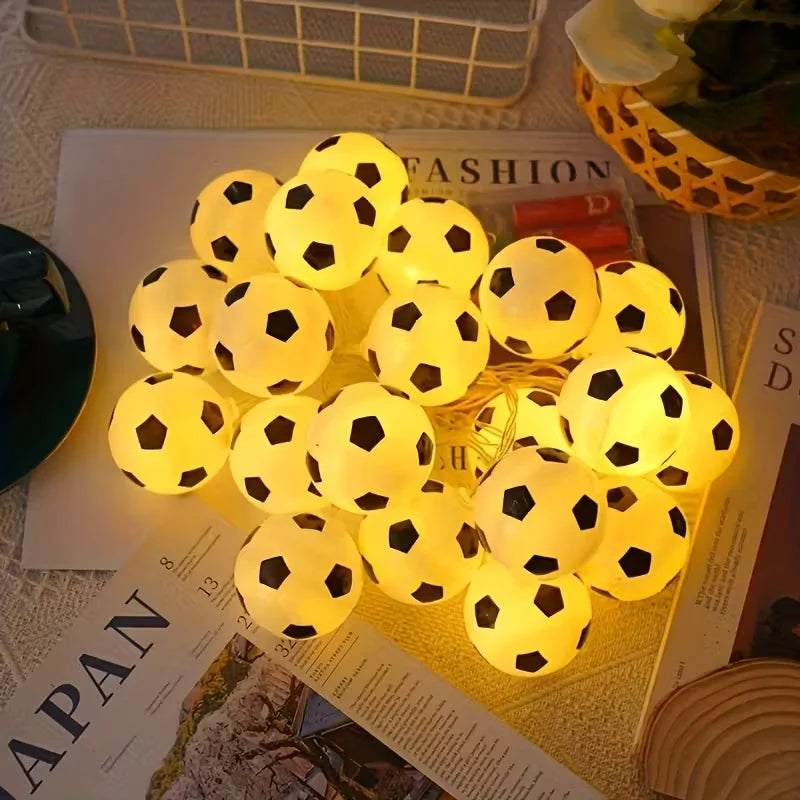 10/20LED Soccer Ball String Lights Battery Operated Football Fairy Lamp for Bedroom Wedding Party Worldcup Decor