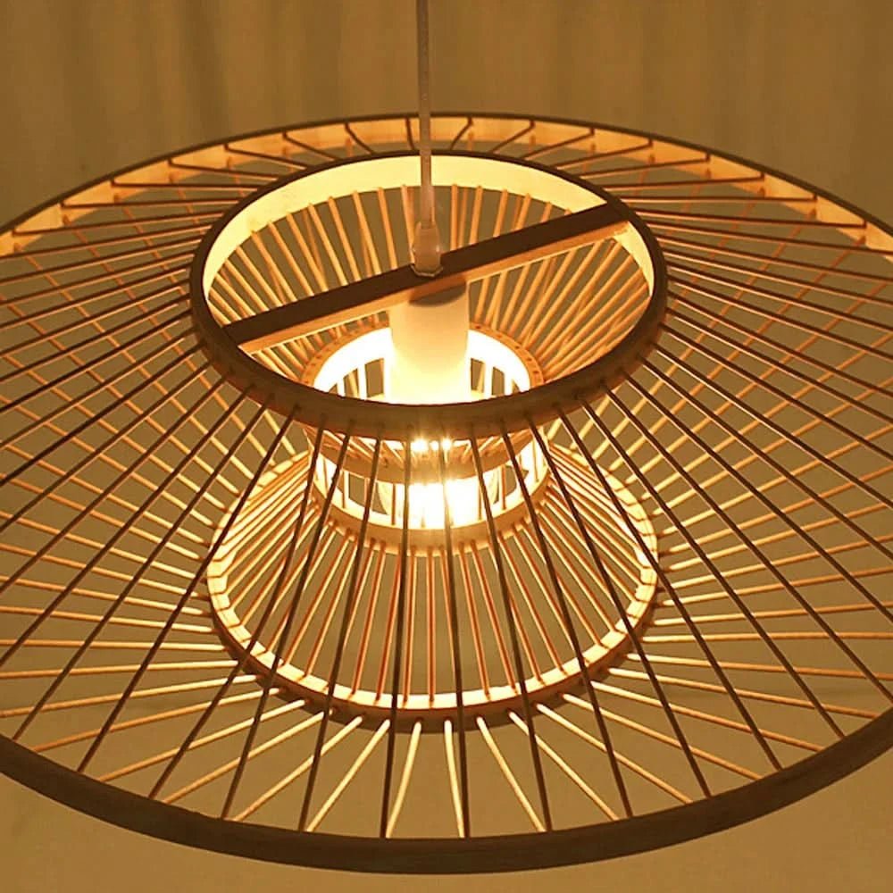SERELIA Moderne Geometrische Bambus Pendelleuchte Umweltfreundliche Beleuchtung Küche Esszimmer
