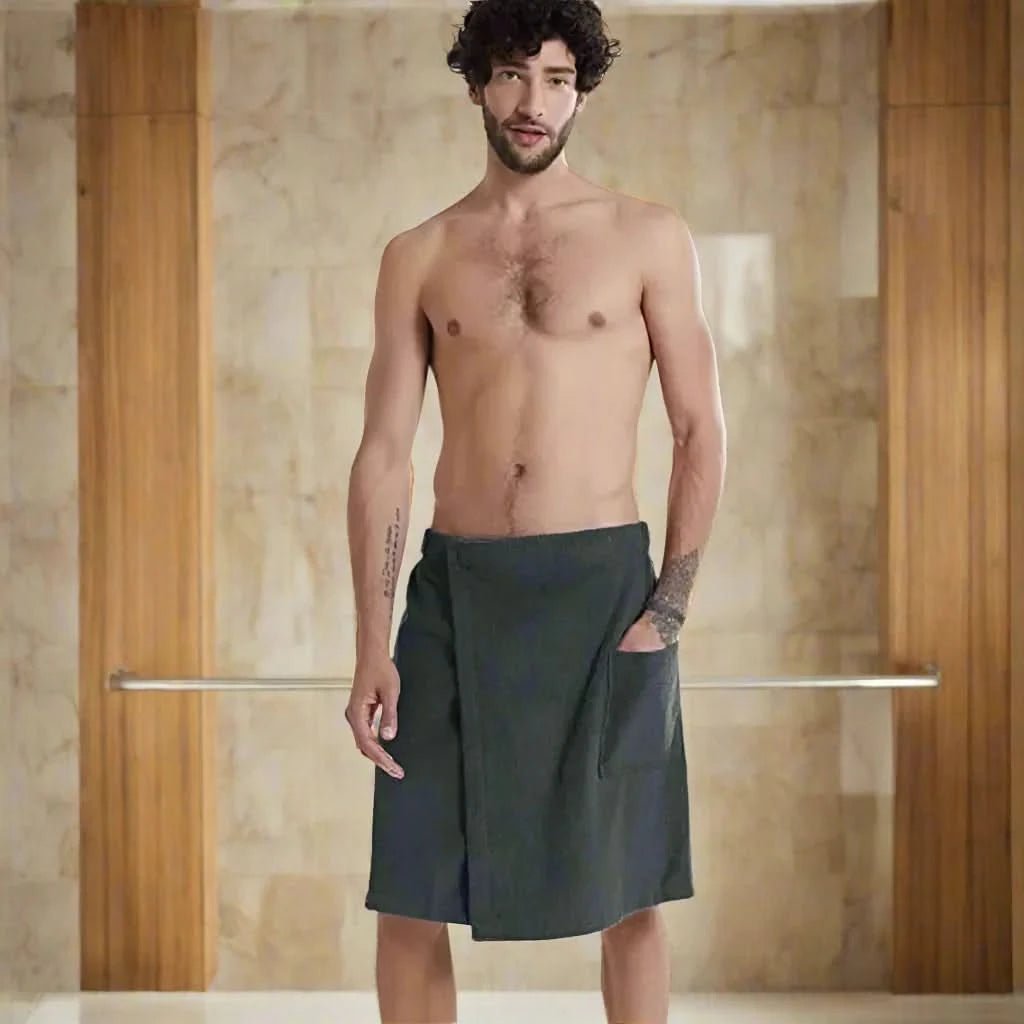 Tragbares Badetuch Bademantel – Wandelbares Badetuch mit Taschen für Sauna, Strand & Fitness