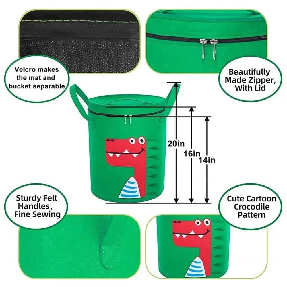 Filz Spielzeug Aufbewahrung Beutel – Faltbare Spielzeugtasche aus Filz mit Tiermotiv für Kinderzimmer & Spielmatten