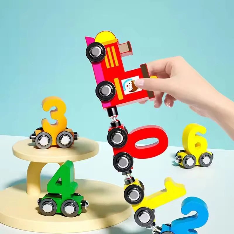 Cleverspur – Kreativer Holz-Magnet-Zug mit Zahlen – Lernspielzeug für Kinder