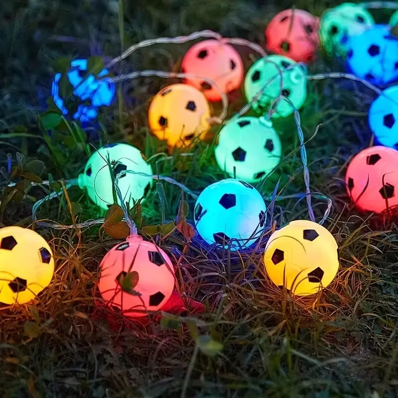 10/20LED Soccer Ball String Lights Battery Operated Football Fairy Lamp for Bedroom Wedding Party Worldcup Decor