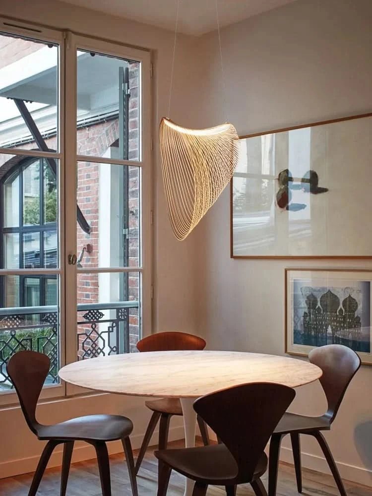 CLARISE Elegante Pendelleuchte Mit Holzring Für Moderne Innenräume