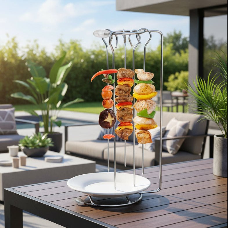 SKEWRA – Edelstahl-Grillspieß-Set mit Grillrost für müheloses Grillen 1